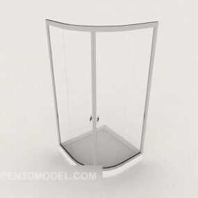 Hoek eenvoudige badkamer glazen deur 3D-model