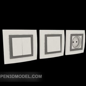 هوم سوئیچ 3 دکمه مدل سه بعدی
