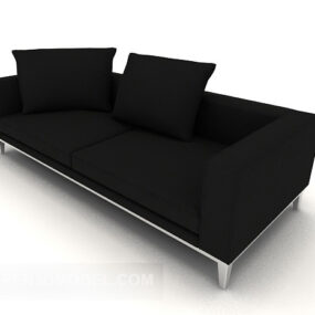 家用黑色休闲双人沙发3d模型