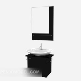 Home Black Solid Wood Bath Cabinet 3d model