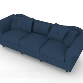 Model 3d tiga sofa Biru Rumah