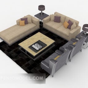 3д модель домашнего коричневого повседневного комбинированного дивана