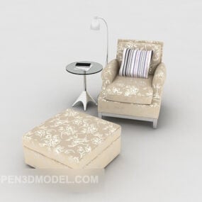 Sofá individual com padrão marrom doméstico Modelo 3D