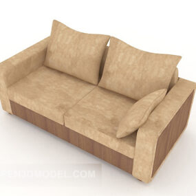 Home Brown Simple Double Sofa 3d model