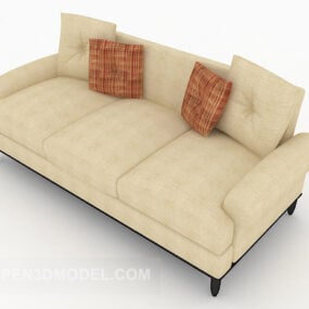 Home Brown Three-person Sofa 3d model
