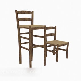 Καρέκλα σπιτιού από μασίφ ξύλο απλό σχέδιο 3d μοντέλο