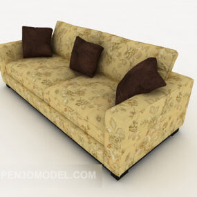 Home Classic Yellow Sofa Vintage Pattern 3d model