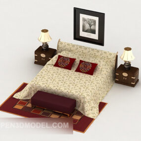 Home Crushed Flower Double Bed 3d model