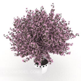 Modelo 3d em vaso de flor roxa