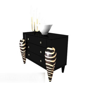 Home Decoration Side Cabinet With Vase 3d model