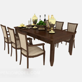 Home Exquisite Dining Table And Chair 3d model