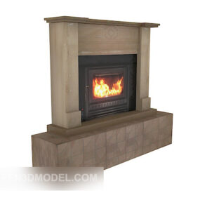 Home Fireplace Stone Material 3d model