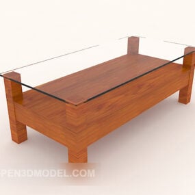 3д модель домашнего стеклянного дивана и журнального столика из красного дерева