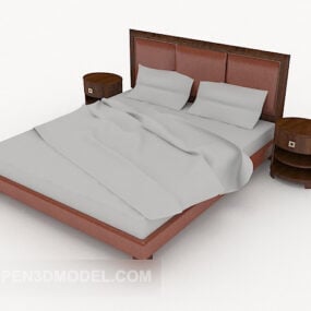 होम ग्रे-ब्राउन डबल बेड 3डी मॉडल