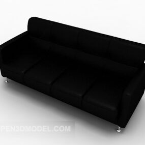 Home Leather Sofa Black 3d model