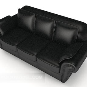 Home Leather Three-person Sofa 3d model