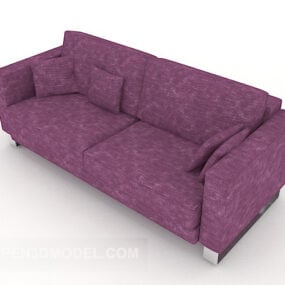 Modelo 3d de sofá duplo roxo para lazer doméstico