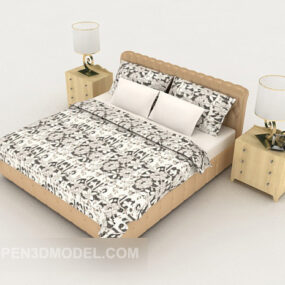 Home Leisure Wooden Double Bed 3d model
