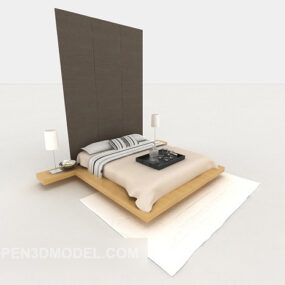 Startseite Hellbraunes lässiges Doppelbett 3D-Modell