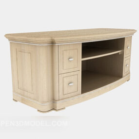 Home Ash Wooden Side Cabinet 3d model