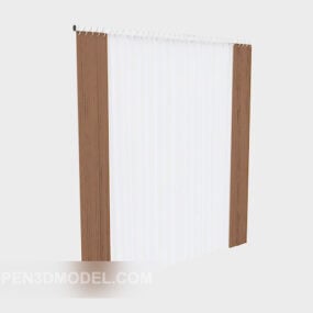 Home Decor White Brown Curtain 3d model