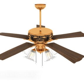 Wooden Ceiling Fan With Light 3d model