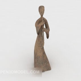 Model 3d Hiasan Tembikar Patung Gadis