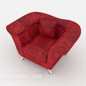 Home Red Dark Pattern Single Sofa 3d model