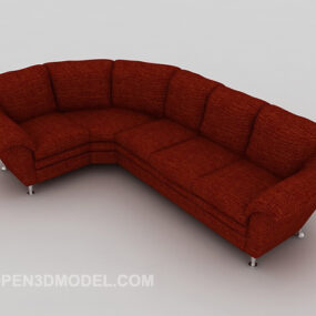 Model 3d Sofa Ringkas Kain Merah Rumah