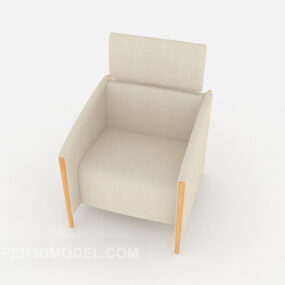 Home Rice White Simple Single Sofa 3d model