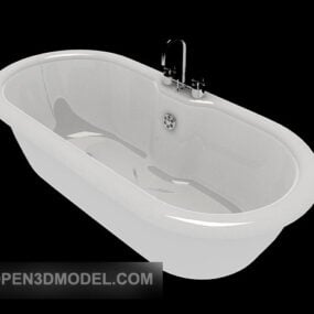White Bathtub On Marble Floor 3d model