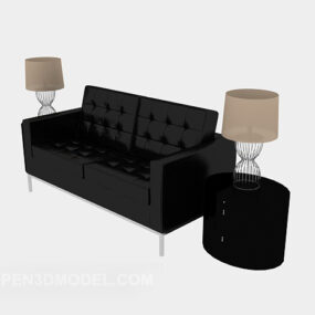 简约黑色休闲双人沙发3D模型
