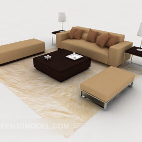 Home Simple Brown Combination Sofa V1 3d model