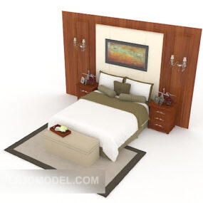 Home Simple Casual White Double Bed 3d model