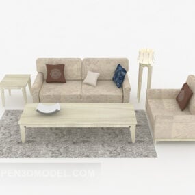 3д модель домашнего простого серо-коричневого комбинированного дивана