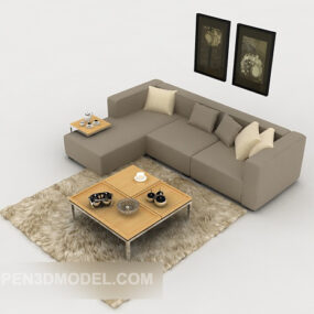 Home Simple Gray Multiplayer Sofa 3d model