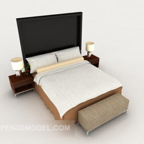 Home Simple Grey Double Bed 3d model
