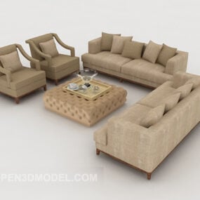 Home Semplice divano combinato marrone chiaro Modello 3d