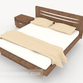 Hem Enkel Solid Wood Bed 3d-modell