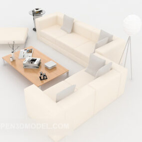 Home Simple White Combination Sofa 3d model