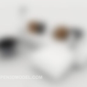 Rumah Model 3d Sofa Multiplayer Putih Sederhana