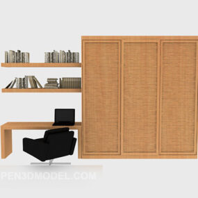 Home Simple Wooden Wardrobe 3d model