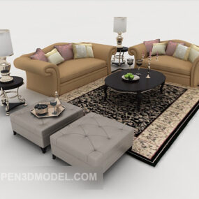 Home Simple Yellow-brown Combination Sofa 3d model
