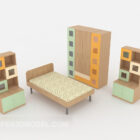 Home single bed, wardrobe combination 3d model