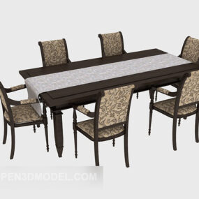 家用六人桌3d模型