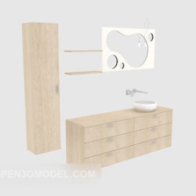 Home Solid Wood Bath Cabinet 3d model