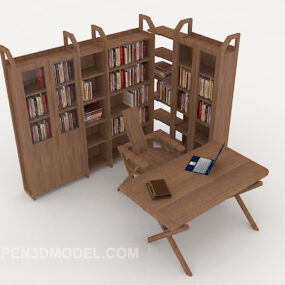 3д модель домашнего книжного шкафа из массива дерева