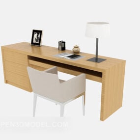 Meja Kerja Rumah Kayu Solid model 3d
