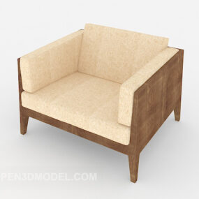 Home Square Wooden Single Sofa 3d model