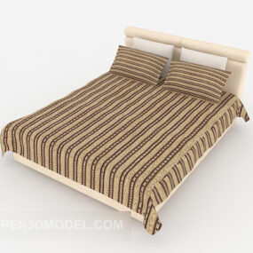 Home Striped Double Bed 3d model